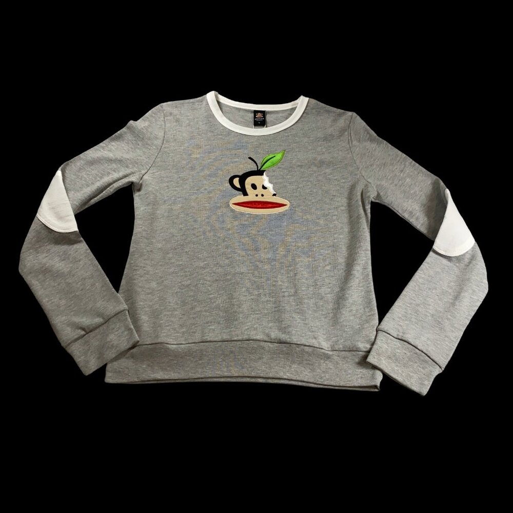 VTG Paul Frank Womens Sweatshirt Apple Bite Julius Monkey Gray Size L NWT